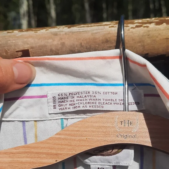 🍀3/15 Picket and Past Stripped Vintage 80s Shirt - Picture 3 of 5